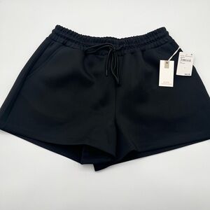 Good American Black Elastic Waist Athletic Shorts
